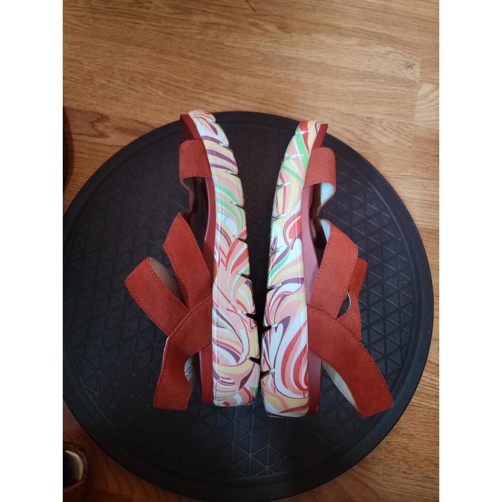 Alegria by PG Lite ANA-172 Wedge Sandals US 8 Red Suede Multicolor soles - Picture 7 of 8
